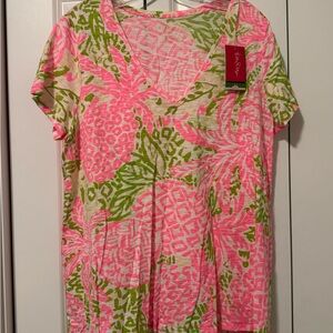 Lilly Pulitzer Etta Top Pink Sunset Home Slice